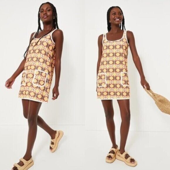 Tuckernuck Beach NEW Twiggy Buds Mini Terry Dress Swim Orange Cover Up Size M - Picture 2 of 11